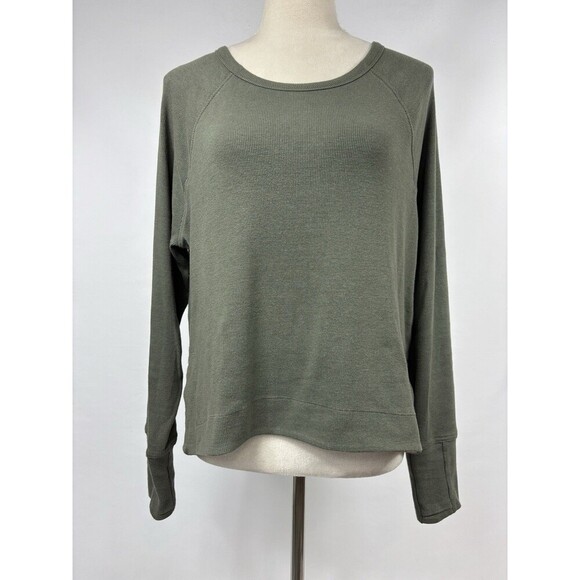 Athleta Coaster Luxe Rib High Hip Sweatshirt Green Size Medium Soft Stretch - Picture 2 of 12